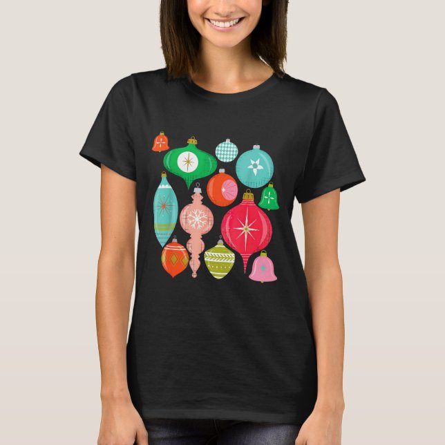 Retro Christmas Ornaments Mid Century Modern  T Shirt (Framsida)