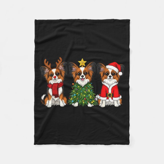Retro Christmas Pallon Dog Lover Santa Reindeer  Fleecefilt (Framsidan)