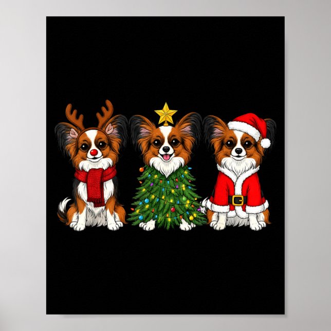 Retro Christmas Pallon Dog Lover Santa Reindeer  Poster (Framsidan)