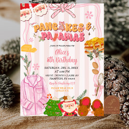 Retro Christmas Pancake and Pajama Party Birthday Inbjudningar