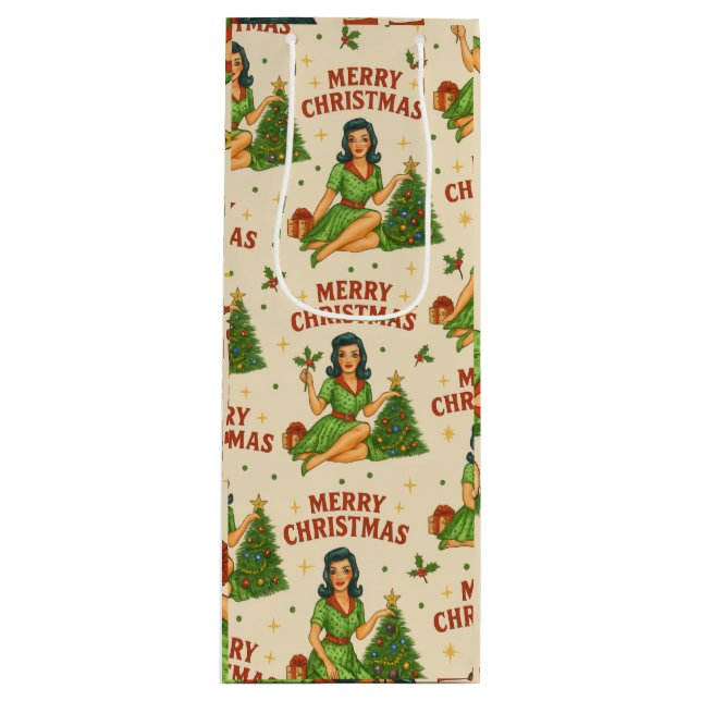 Retro Christmas Pin-Up Wine Gift Bag (Framsidan)