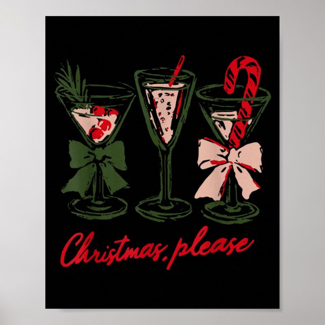 Retro Christmas Please Retro Festive Tail Coquette Poster (Framsidan)