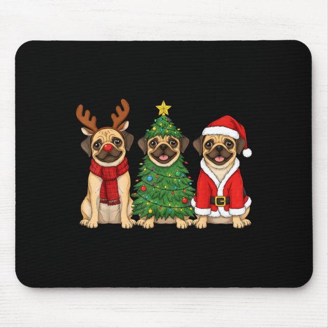 Retro Christmas Puggle Santa Reindeer Dog Lover  Musmatta (Framsidan)