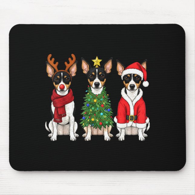 Retro Christmas Rat Terrier Santa Reindeer Dog Lov Musmatta (Framsidan)