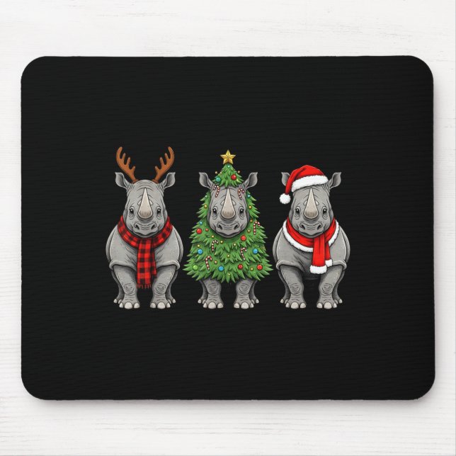 Retro Christmas Rhino Santa Reindeer Safari Animal Musmatta (Framsidan)