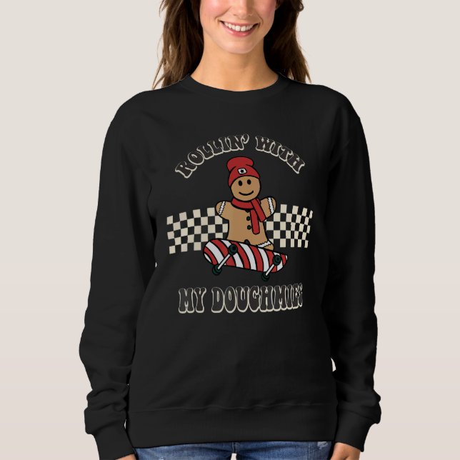 Retro Christmas Rollin With My Doughmies Cute Wome T Shirt (Framsida)