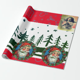 RETRO CHRISTMAS SANTA & ANGEL Wrapping Papper Presentpapper