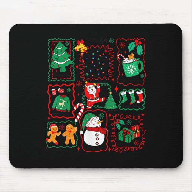 Retro Christmas Santa Claus Cocoa Xmas Tree Snowma Musmatta (Framsidan)