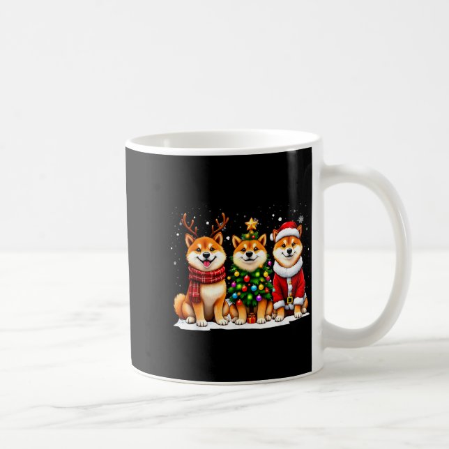 Retro Christmas Shiba Inu Santa Reindeer Dog Lover Kaffemugg (Höger)