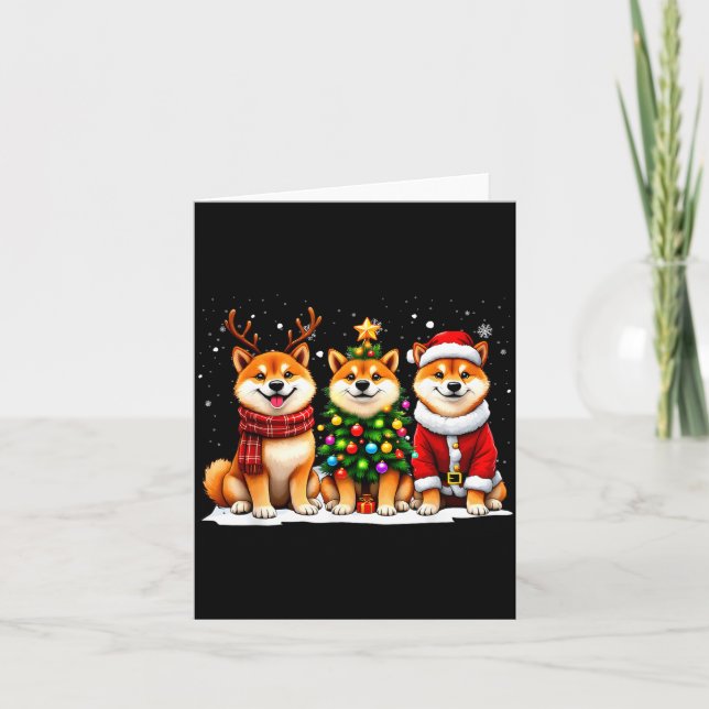 Retro Christmas Shiba Inu Santa Reindeer Dog Lover Kort (Framsida)