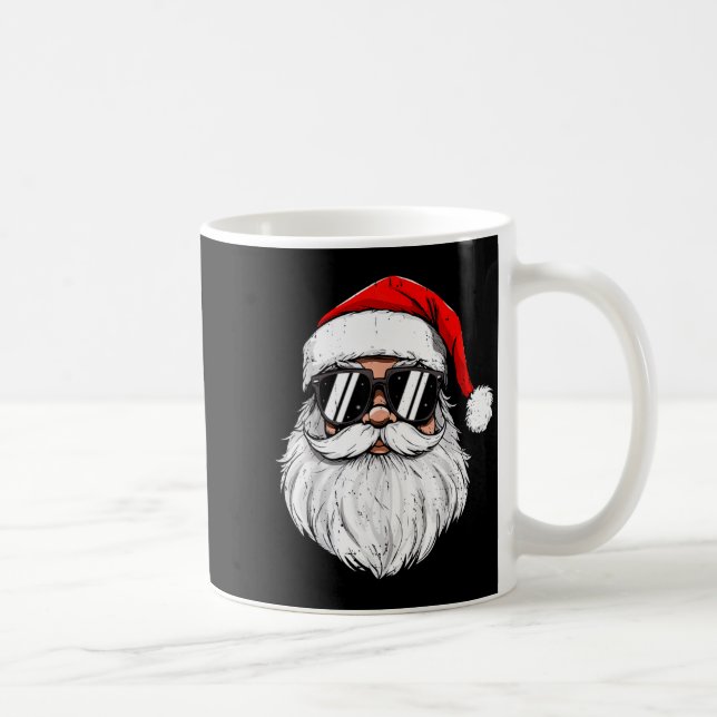 Retro Christmas Shirts Men Boys Santa Face With Su Kaffemugg (Höger)
