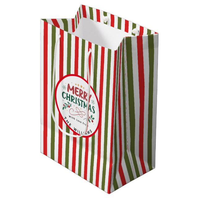 Retro Christmas Stripe Pattern Custom Christmas (Framsidan Vinklad)