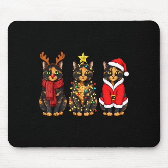 Retro Christmas Tortoiseshell Cat Santa Reindeer  Musmatta (Framsidan)