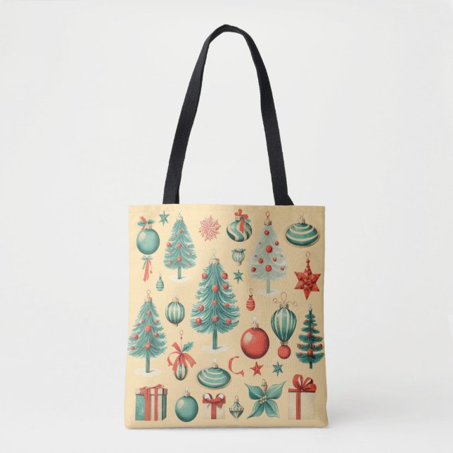 Retro Christmas Tote Tygkasse (Framsida)
