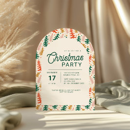 Retro Christmas Tree Party Arch Invitation Inbjudningar