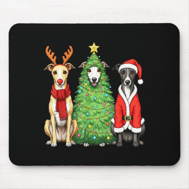 Retro Christmas Whippet Santa Reindeer Dog Lover  Musmatta (Framsidan)