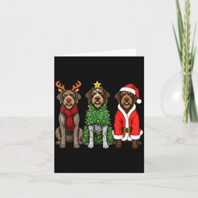 Retro Christmas Wirehaired Inting Griffon Santa Re Kort (Framsida)