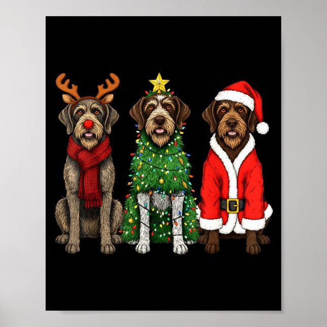 Retro Christmas Wirehaired Inting Griffon Santa Re Poster (Framsidan)