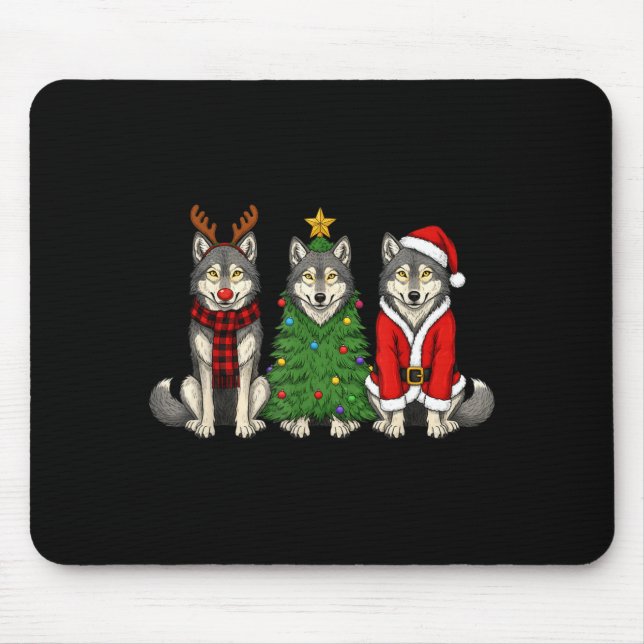 Retro Christmas Wolf Santa Reindeer  Musmatta (Framsidan)