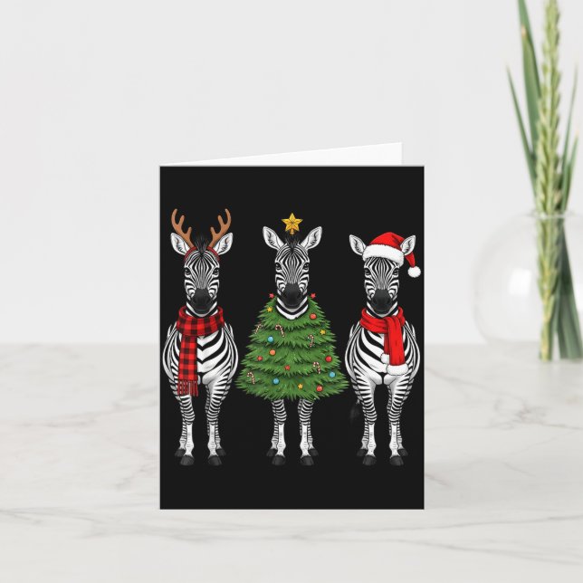 Retro Christmas Zebra Santa Reindeer Safari Animal Kort (Framsida)