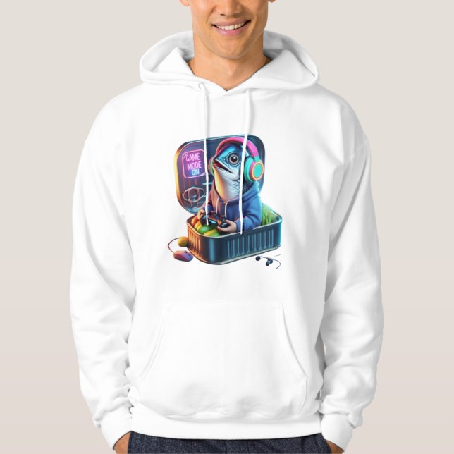  Retro Chunky Sardine Gamer Ultimate Ocean Vibes Hoodie (Framsida)