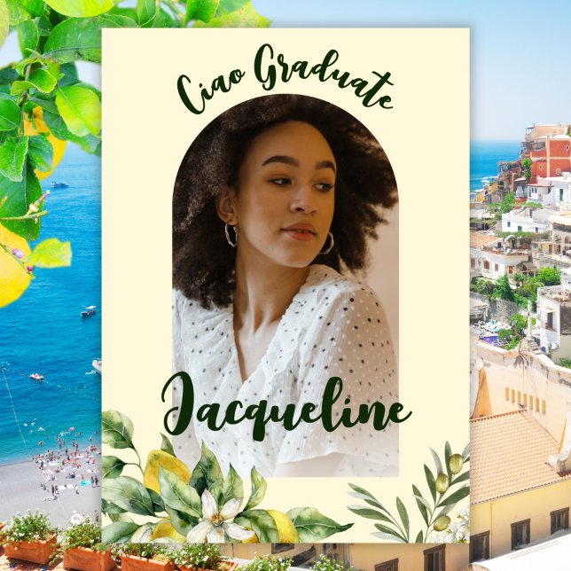 Retro Ciao Student Italienska Rosa Arch Photo 2024 Inbjudningar (Skapare uppladdad)