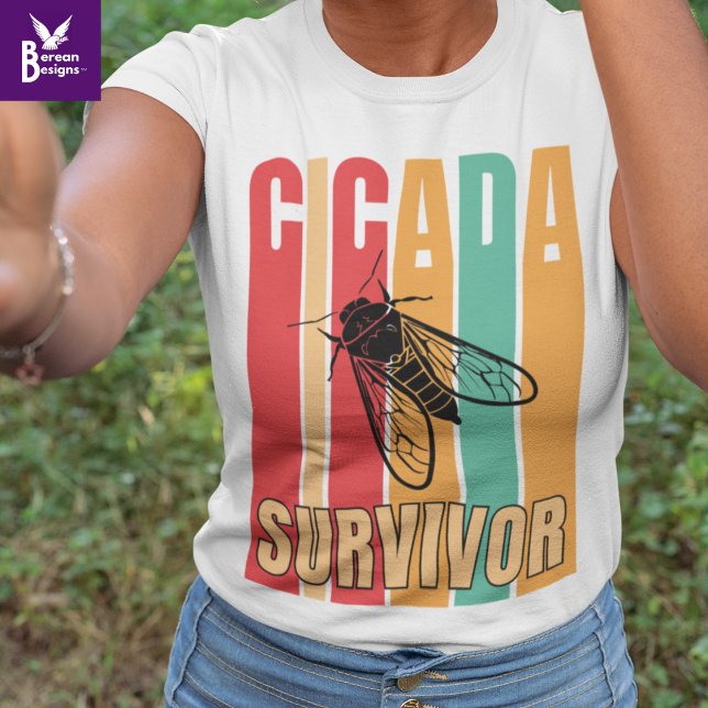 Retro CICADA SURVIVOR T Shirt (Stylish Cicada Survivor t-shirt to wear for the double emergence of broods xiii and xix cicadas)