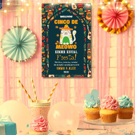 Retro Cinco De Mayo Cute Cat Gender Reveal Välkomm Fototryck