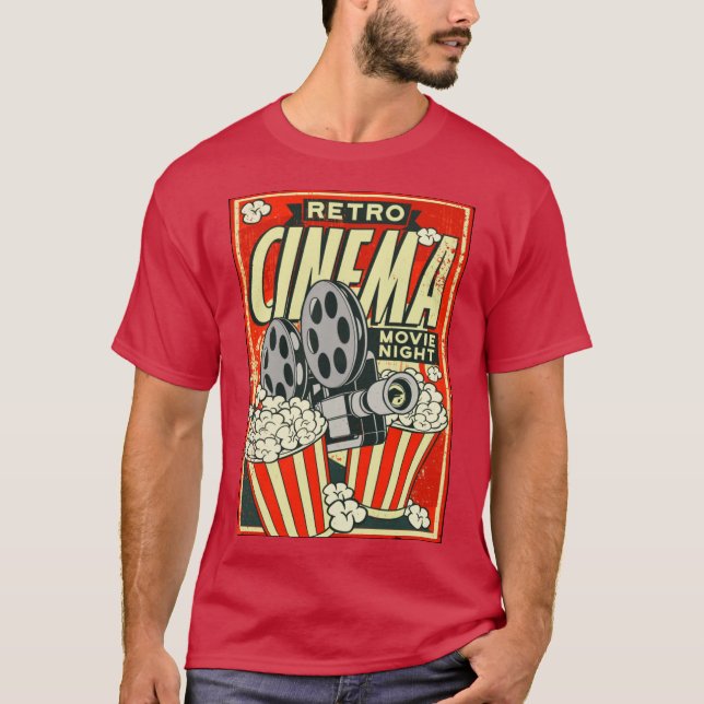 Retro CINEMA: Film Night T-Shirt (Framsida)