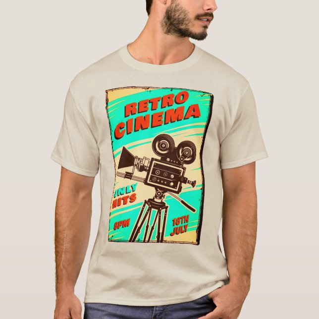 Retro CINEMA Poster T-Shirt (Framsida)
