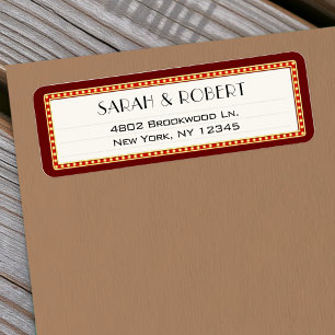 Retro Cinema Theater Marquee Sign Bröllop Adress Returadress Etikett