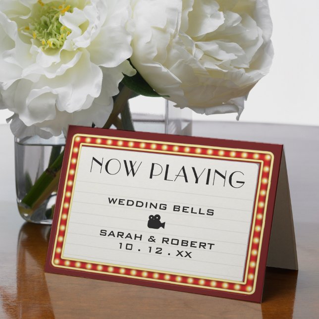 Retro Cinema Theater Marquee Sign Bröllop Tack Kort (Skapare uppladdad)