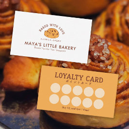 Retro Cinnamon Roll Logo Bakery Loyalty Rewards Visitkort
