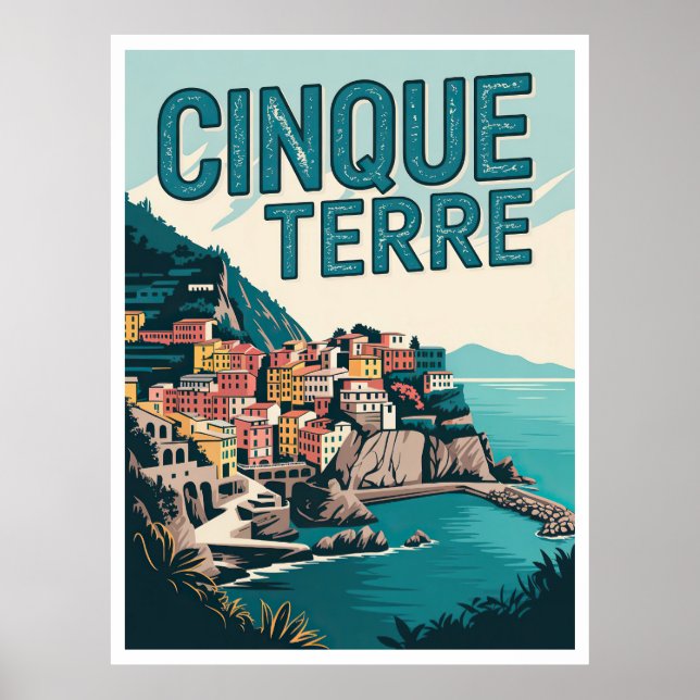 Retro Cinque Terre Hike Design Gift Poster (Framsidan)