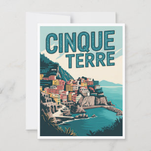 Retro Cinque Terre Hike Design Gift Vykort