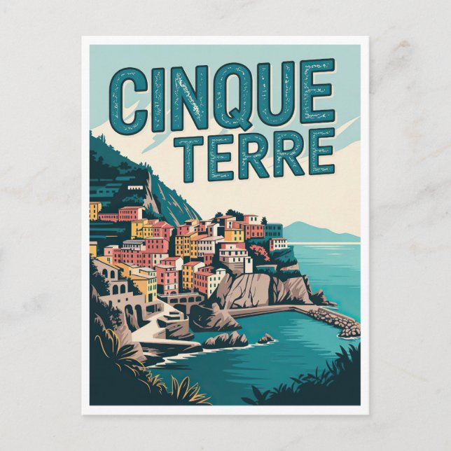 Retro Cinque Terre Hike Design Gift Vykort (Framsida)
