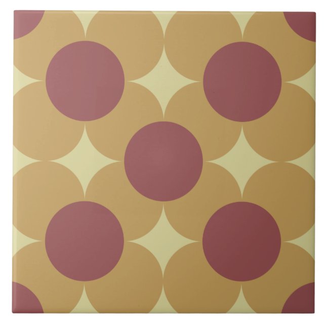 Retro Circle Flower Mönster Kakelplatta (Framsidan)