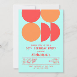 Retro Circle Geometric Mönster Mint Birthday Inbjudningar