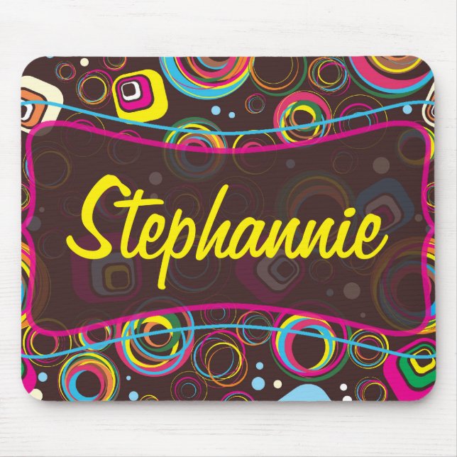 Retro Circle Square 1950 Groovy Mousepad 1970 Musmatta (Framsidan)