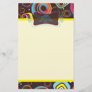 Retro Circle Square Letterhead Stationery 1970 Brevpapper