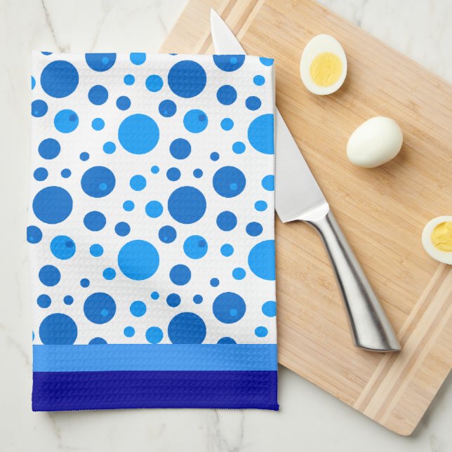 Retro Circles and Polka dots in Blues Kökshandduk (Vikt i Fjärdedel)