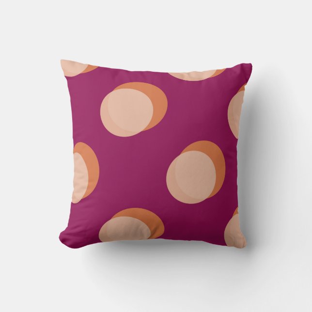 Retro Circles and Shadows Bold Pattern Purple Kudde (Framsida)