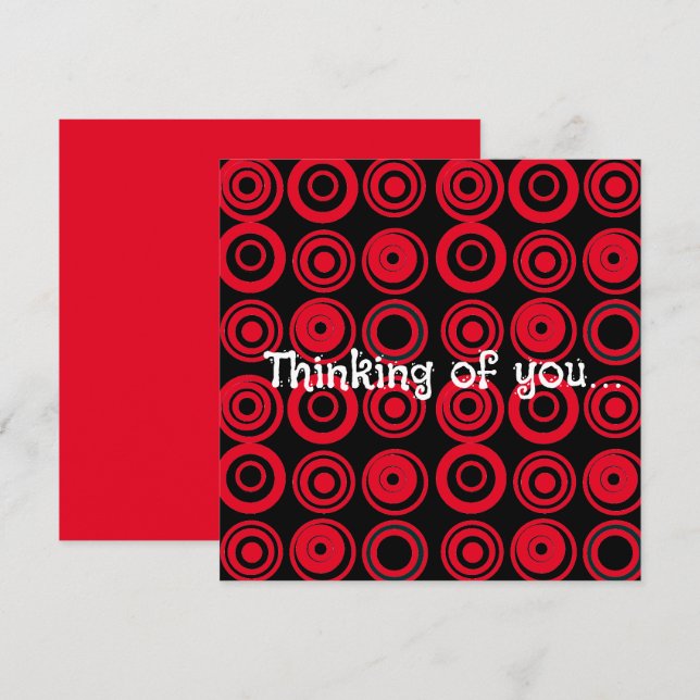 Retro Circles Black White Red Thinking You Kort (Fram/baksida)