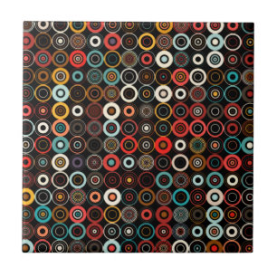 Retro Circles Ceramic Tile - Boho Chic Stil Kakelplatta