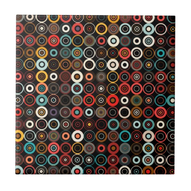 Retro Circles Ceramic Tile - Boho Chic Stil Kakelplatta (Framsidan)