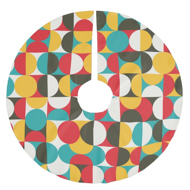 Retro Circles: Colorful Hipster Mönster. Julgransmatta Borstad Polyester (Framsidan)