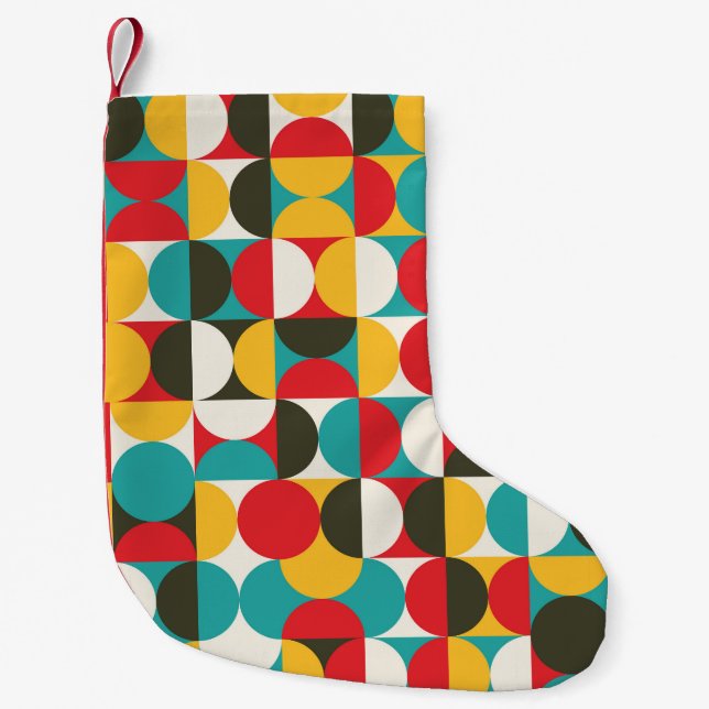 Retro Circles: Colorful Hipster Mönster. Liten Julstrumpa (Framsidan)