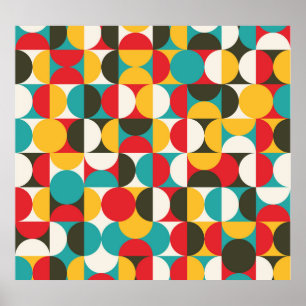 Retro Circles: Colorful Hipster Mönster. Poster