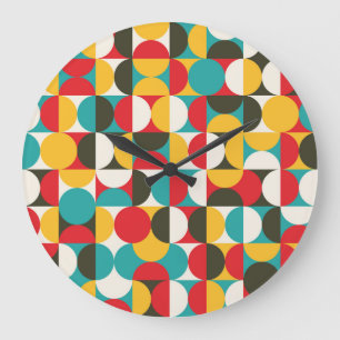 Retro Circles: Colorful Hipster Mönster. Stor Klocka