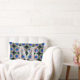 Retro Circles Geometric Monogram Namn Lumbarkudde